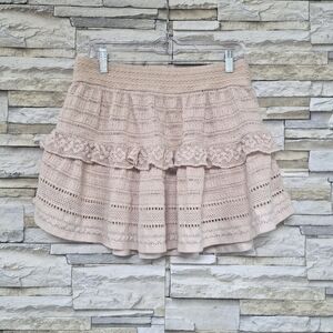 ​Aerie Mini Skirt Size Large Nude Tan Boho Summer Peasant Romantic Cottagecore